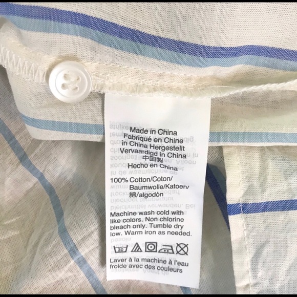 Madewell Peasant Top in Stripe Cream Blue Cotton L - Picture 7 of 7